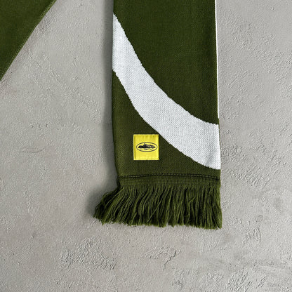 Corteiz Jacquaurd Knit Scarf Khaki Green