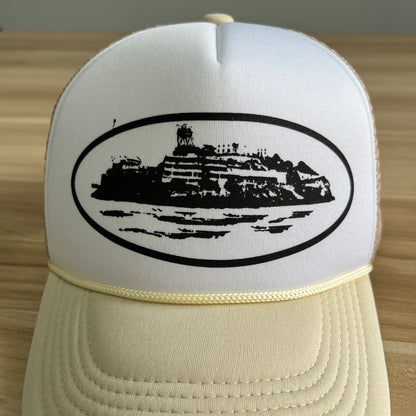 Corteiz Alcatraz Trucker Hat Creme De La Creme