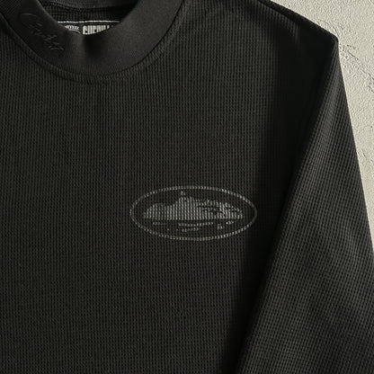 Corteiz Alcatraz Waffle Longsleeve Triple Black