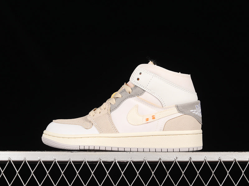 Jordan 1 Mid Craft Inside Out White Grey