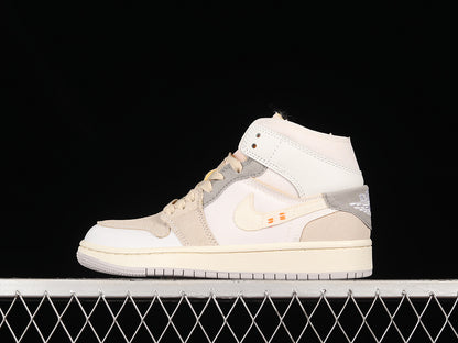 Jordan 1 Mid Craft Inside Out White Grey