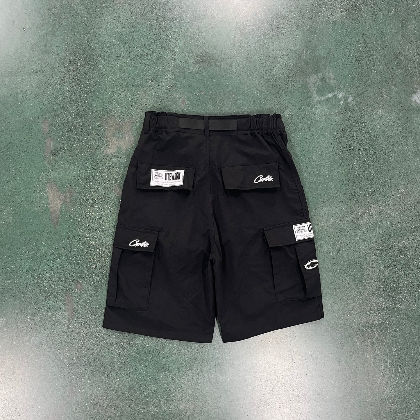 Corteiz Nylon Cargo Shorts Black