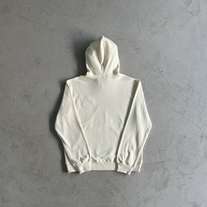 Corteiz Satin C-Star Appliqué Hoodie Off White