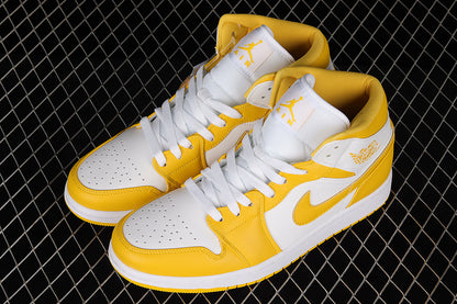 Jordan 1 Mid White University Gold