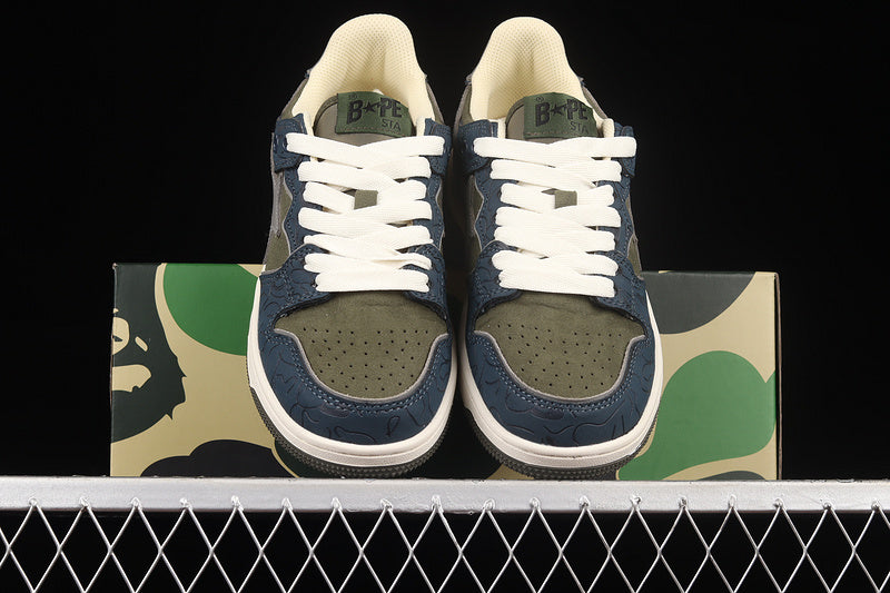 A Bathing Ape Bape SK8 Sta Navy Khaki Grey