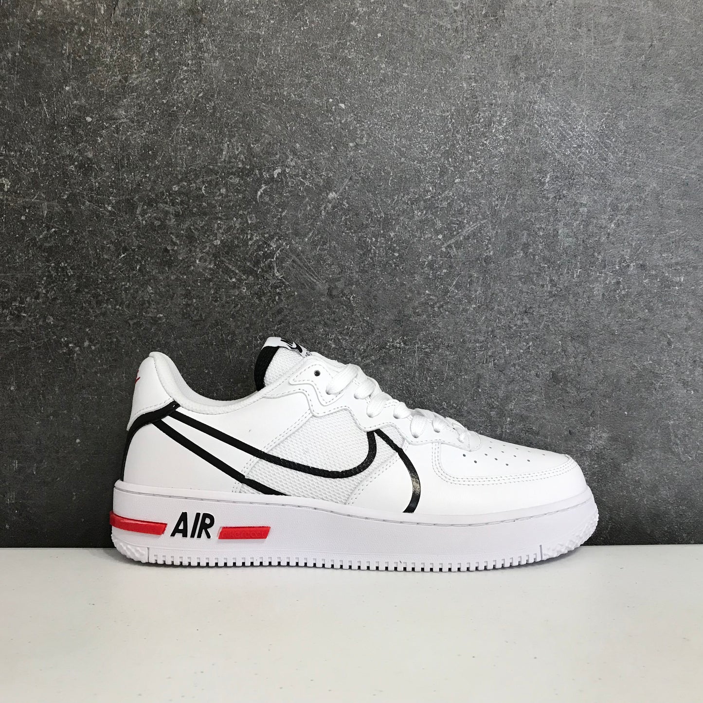 Nike Air Force 1 React White Black Red