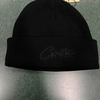 Corteiz Allstarz Folded Beanie Triple Black