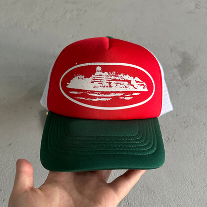 Corteiz Alcatraz Trucker Hat Red Green