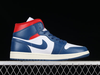 Jordan 1 Mid French Blue Gym Red