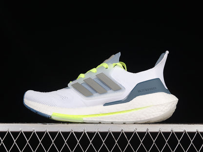 Adidas Ultra Boost 22 White Metal Grey Linen Green