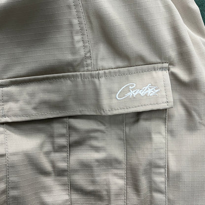 Corteiz Alcatraz Cargo Shorts Beige