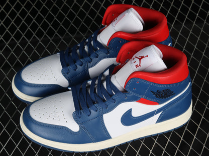 Jordan 1 Mid French Blue Gym Red