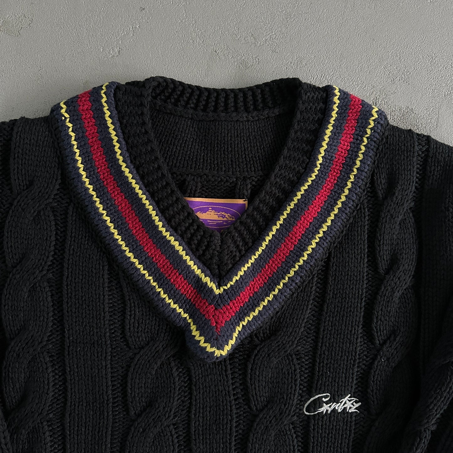 Corteiz Winbledon Knit Sweater Black