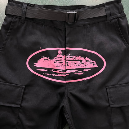 Corteiz Guerillaz Cargo Pants Black Pink