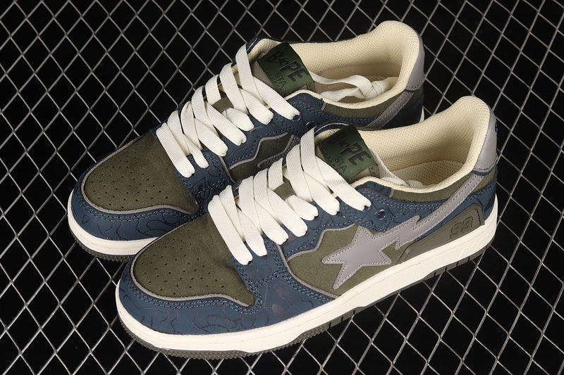 A Bathing Ape Bape SK8 Sta Navy Khaki Grey