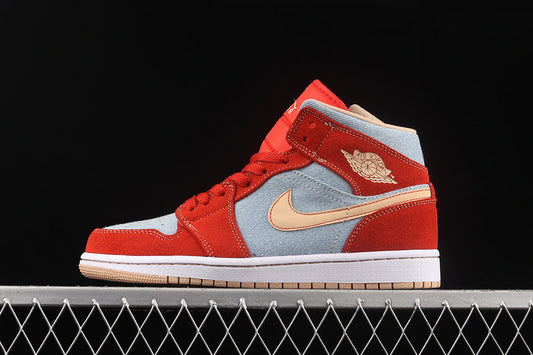 Jordan 1 Mid Denim Red