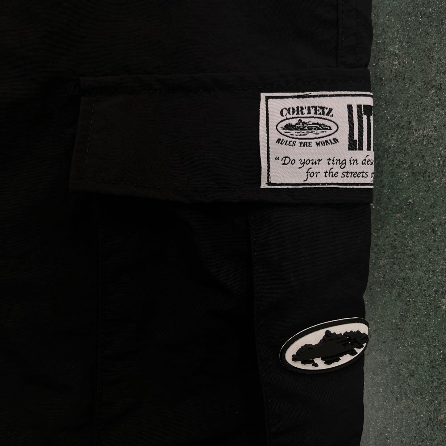 Corteiz Nylon Cargo Shorts Black