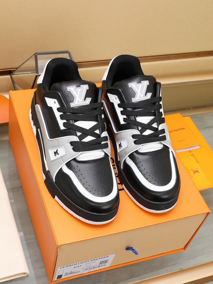 Louis Vuitton LV Trainer Black Grey White Signature