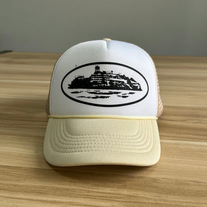 Corteiz Alcatraz Trucker Hat Creme De La Creme