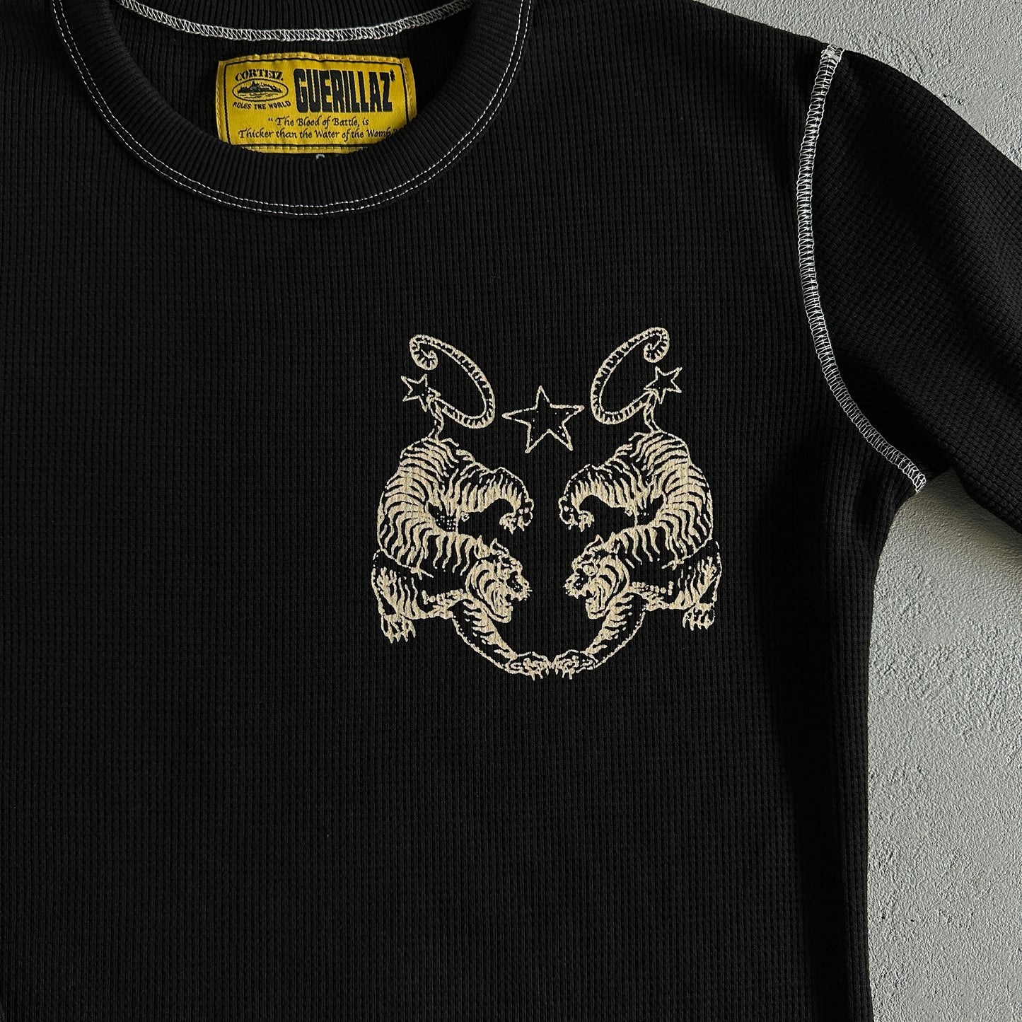 Corteiz Tiger Waffle Longsleeve Black