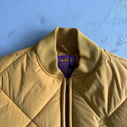 Corteiz Olde English Quilted Bomber Jacket Yellow