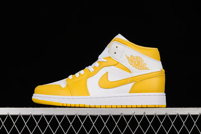 Jordan 1 Mid White University Gold