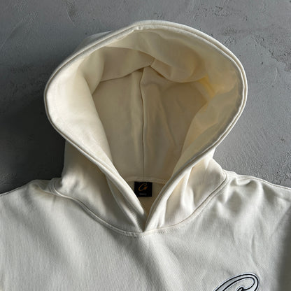 Corteiz Satin C-Star Appliqué Hoodie Off White