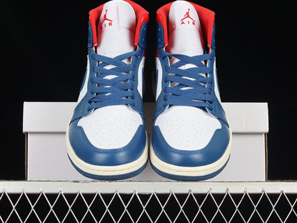 Jordan 1 Mid French Blue Gym Red