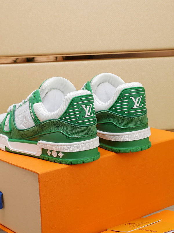 Louis Vuitton LV Trainer Green Monogram Denim White