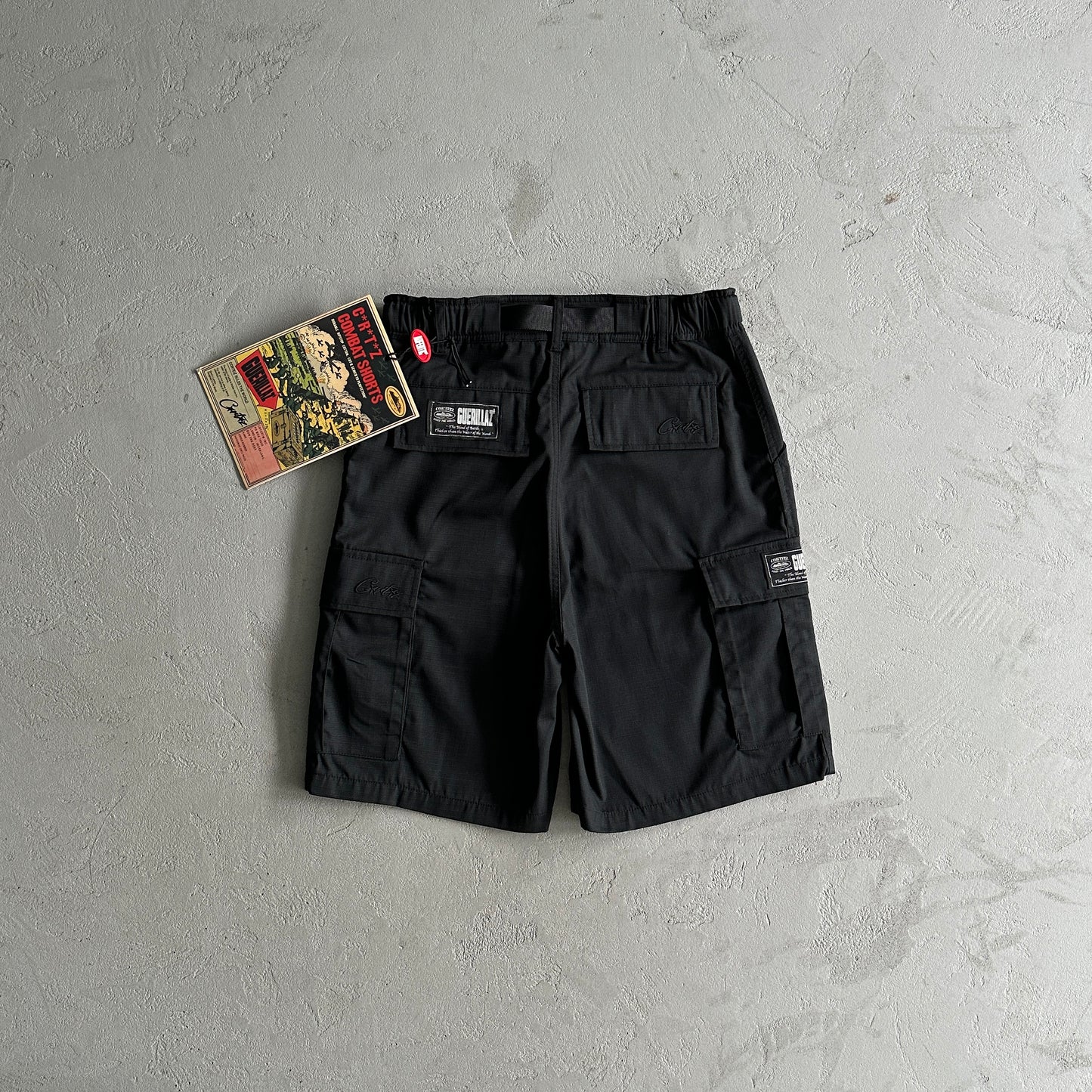 Corteiz Alcatraz Cargo Shorts Triple Black