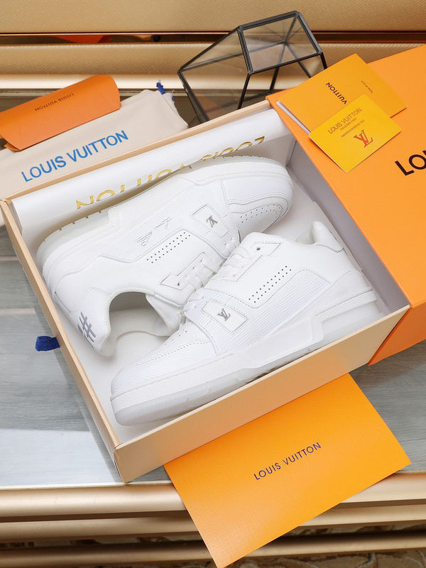 Louis Vuitton LV Trainer White Grey Signature