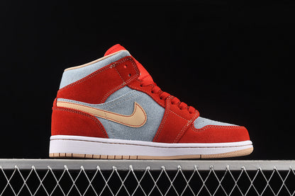 Jordan 1 Mid Denim Red