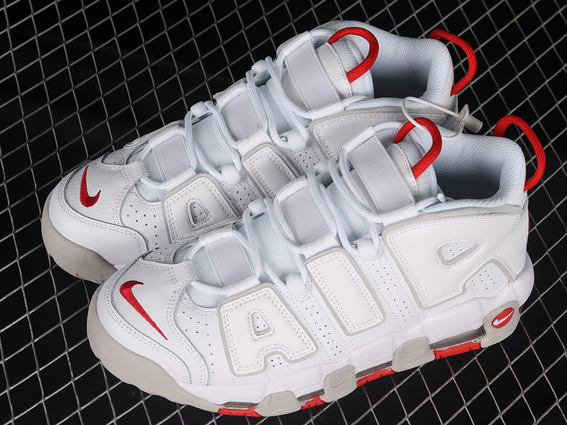 Nike Air More Uptempo 96 White Grey Fog University Red