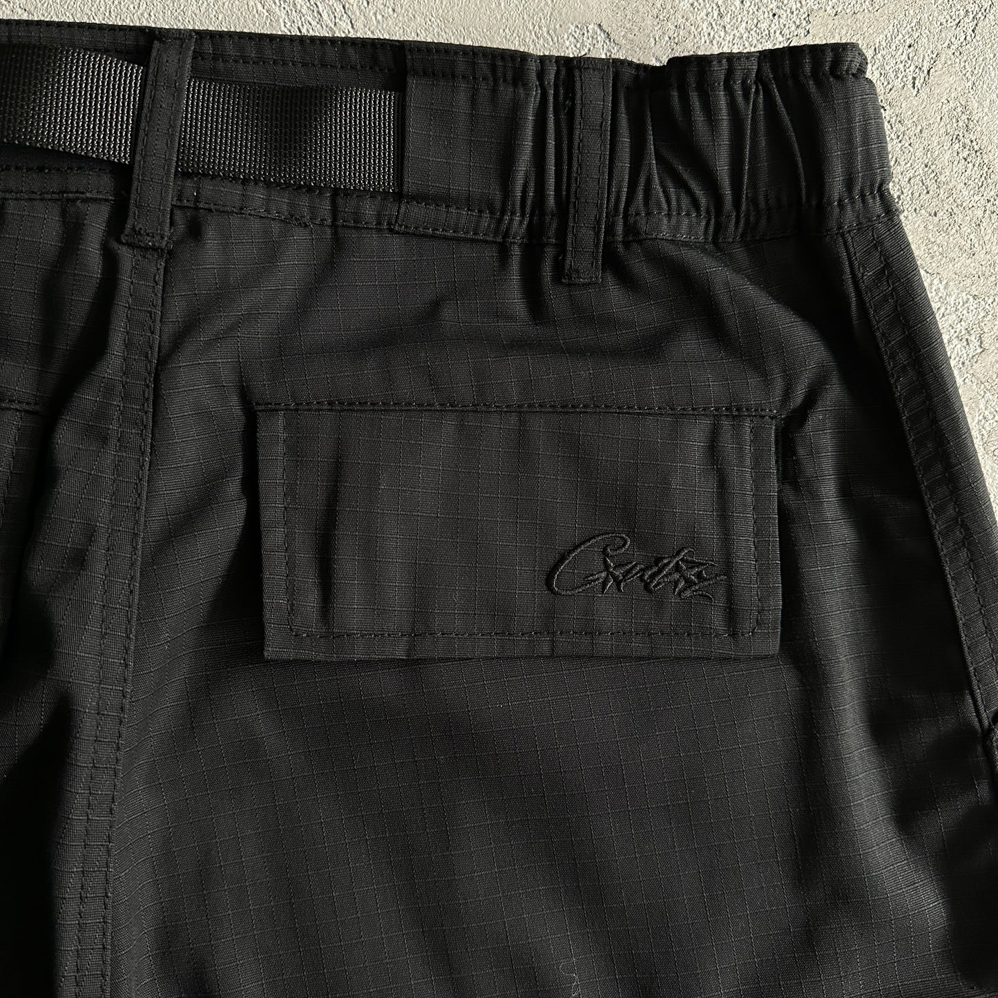 Corteiz Alcatraz Cargo Shorts Triple Black