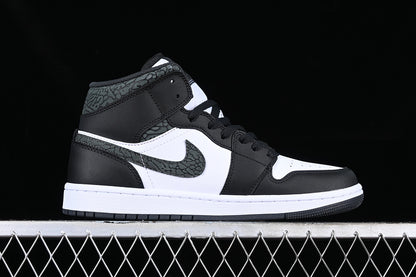 Jordan 1 Mid Black White Panda Elephant