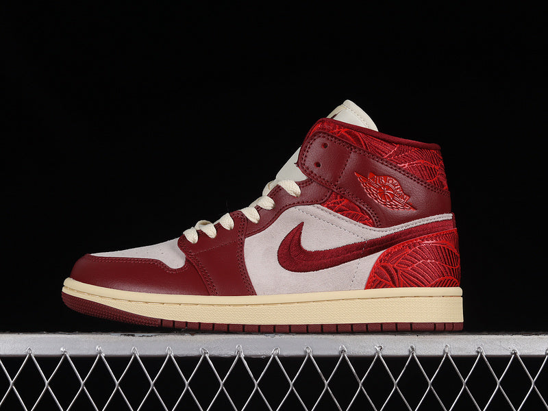 Jordan 1 Mid Tiki Leaf Team Red