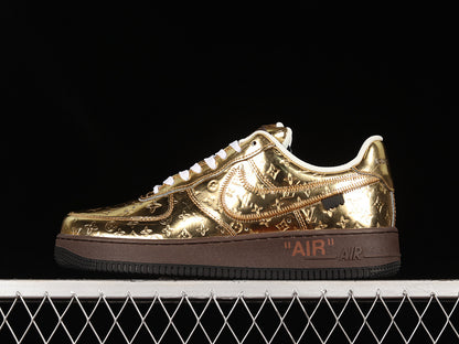 Nike Air Force 1 Low Louis Vuitton By Virgil Abloh Metallic Gold