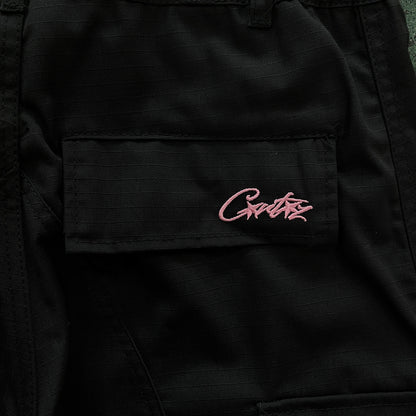 Corteiz Guerillaz Cargo Pants Black Pink