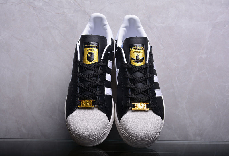 Adidas Superstar 80s Bape Black White Gold