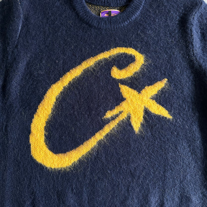 Corteiz C-Star Mohair Knit Sweater Navy