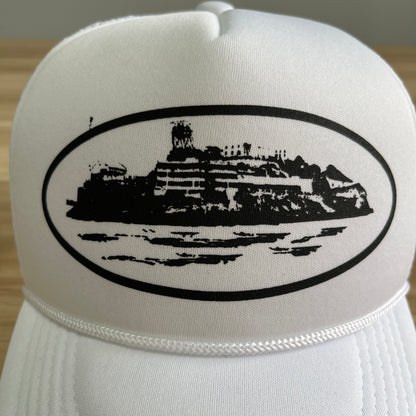 Corteiz Alcatraz Trucker Hat White