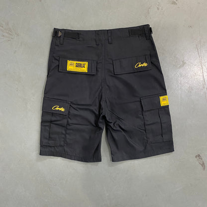 Corteiz Guerillaz 21' Cargo Shorts Black Yellow