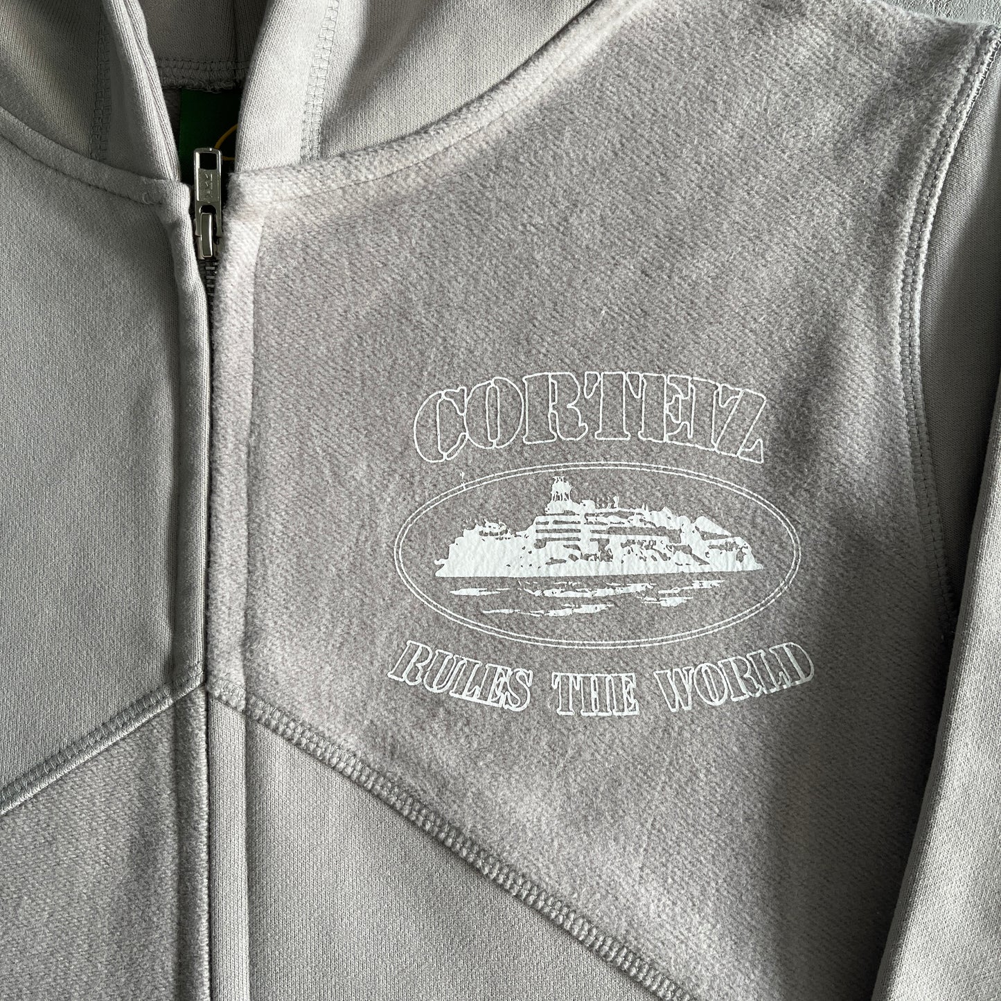 Corteiz Superior V2 Zip-Up Hoodie Stone Grey