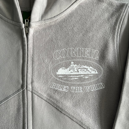 Corteiz Superior V2 Zip-Up Hoodie Stone Grey